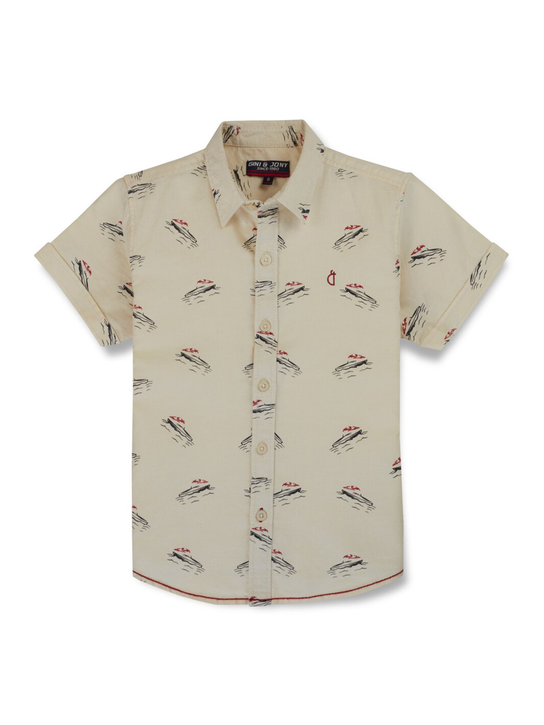 

Gini and Jony Boys Conversational Printed Opaque Cotton Casual Shirt, Beige