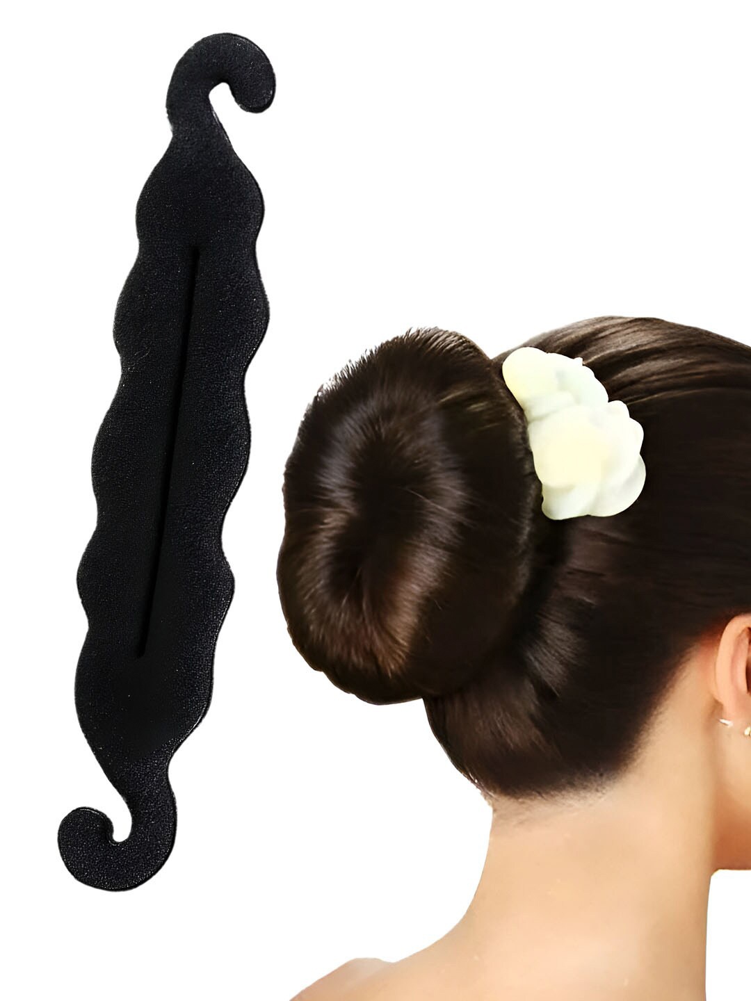 

MATRA Hair Donut Bun Maker Clip Bun Volumizer Tool, Black