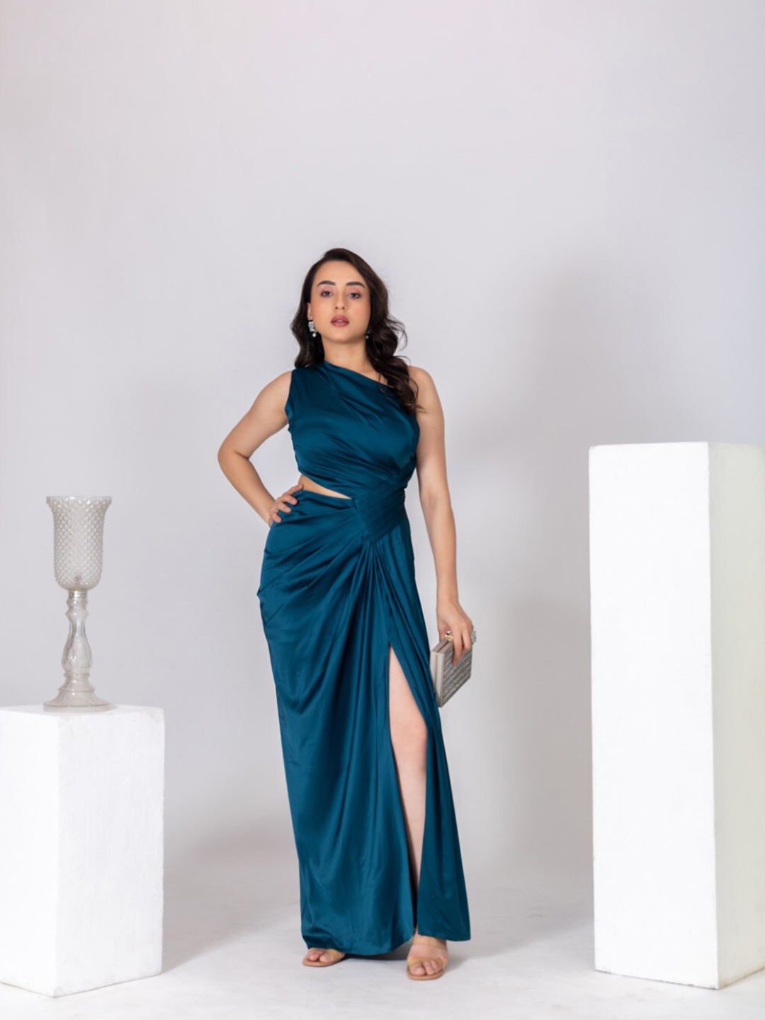 

HOUSE OF MIRA One Shoulder Maxi Dress, Blue