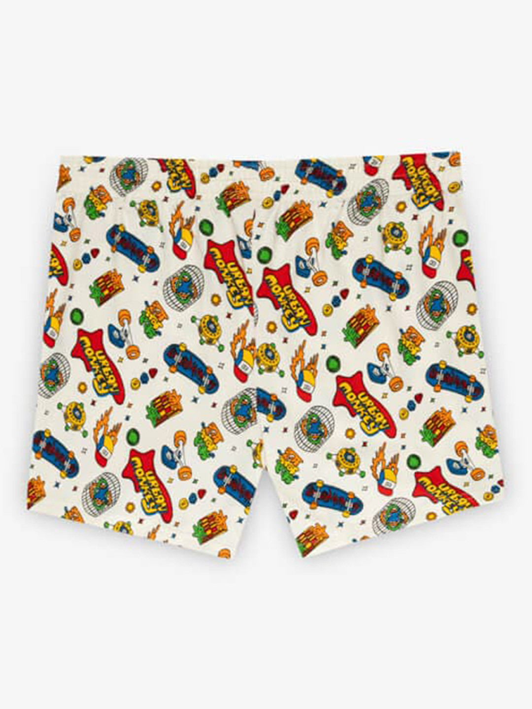 

Urban Monkey Unisex Conversational Printed Cotton Loose Fit Shorts, Beige