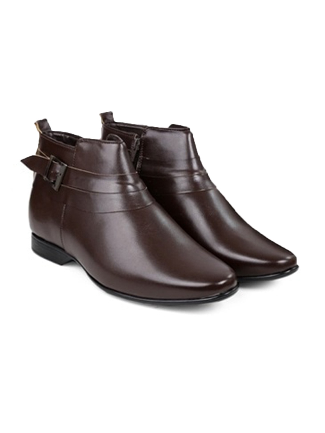 Bxxy Men Round Toe In-Built Hidden-Height Elevator Formal Boots, Brown