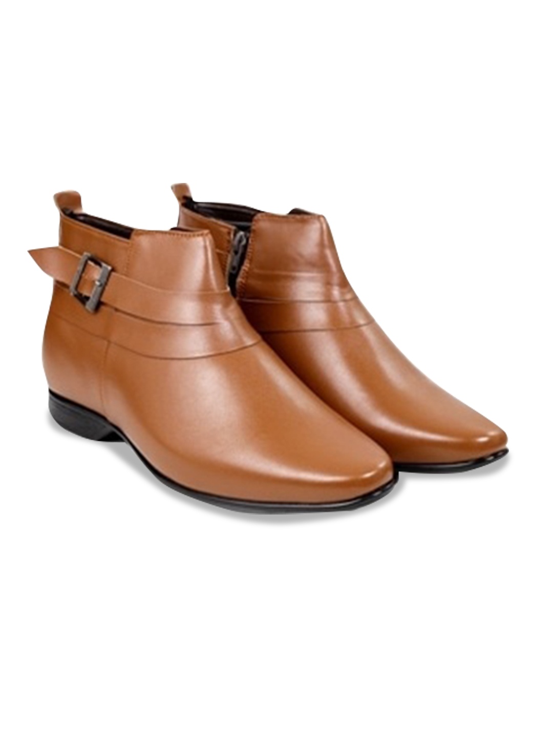 

Bxxy Men Hidden Elevator Buckle Detailed Formal Boots, Tan
