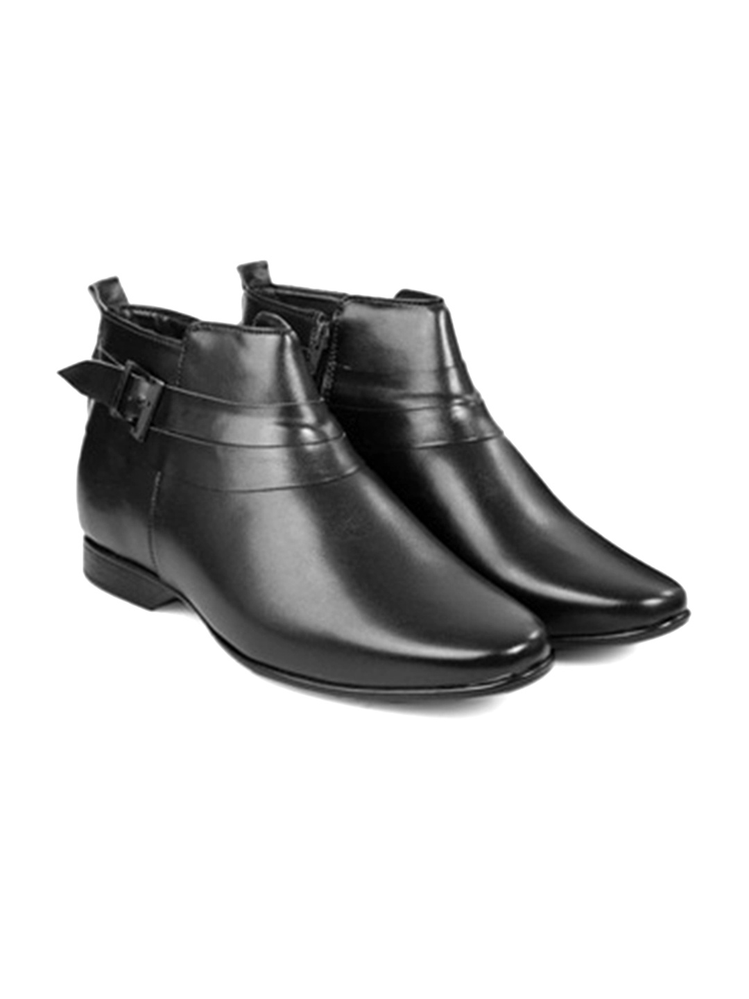 

Bxxy Men Hidden Elevator Buckle Detailed Formal Boots, Black