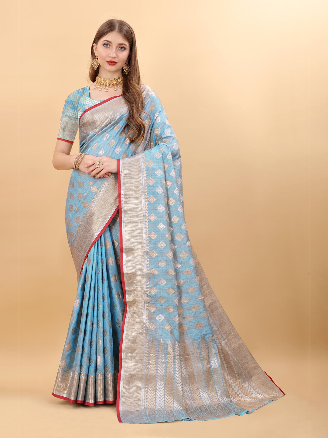 

PATIALAPICKS Woven Design Zari Pure Silk Paithani Saree, Blue