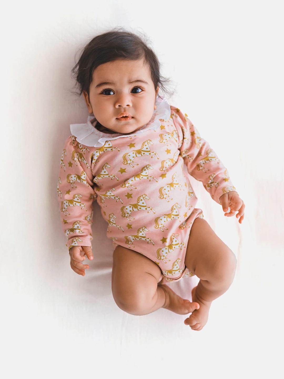 

Whistle & Hops Infants Printed Pure Organic Cotton Bodysuit, Pink
