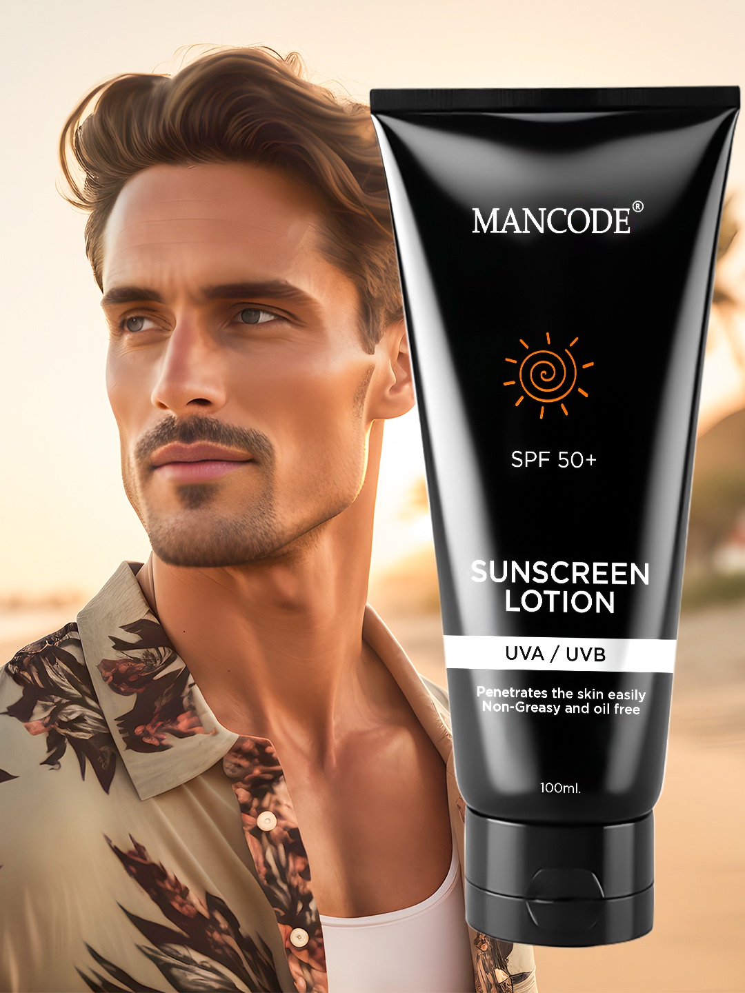 

MANCODE Sunscreen Lotion SPF 50+ - 100 ml, Black