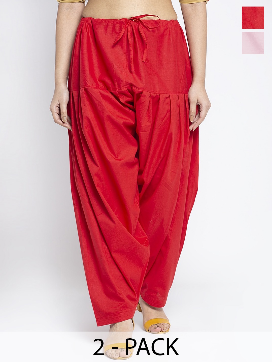 

GRACIT Pack of 2 Cotton Loose Fit Salwar, Red