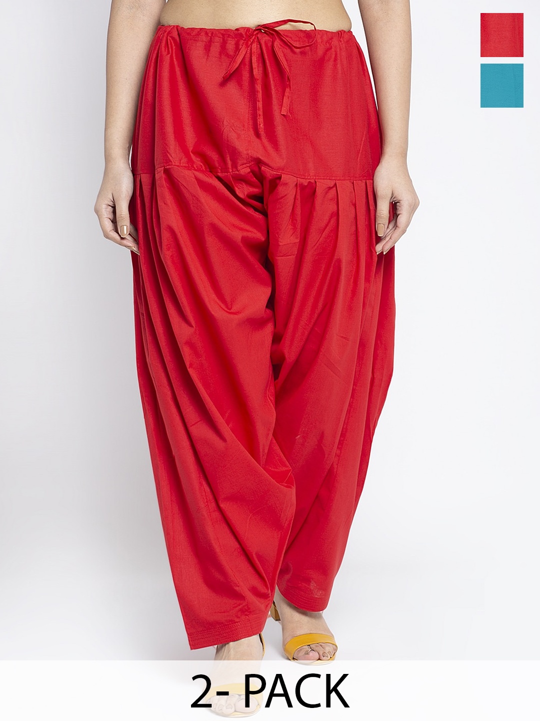 

GRACIT Pack of 2 Cotton Loose Fit Salwar, Red