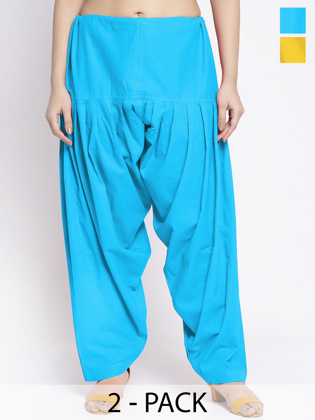 

GRACIT Women Pack of 2 Pure Cotton Salwars, Yellow