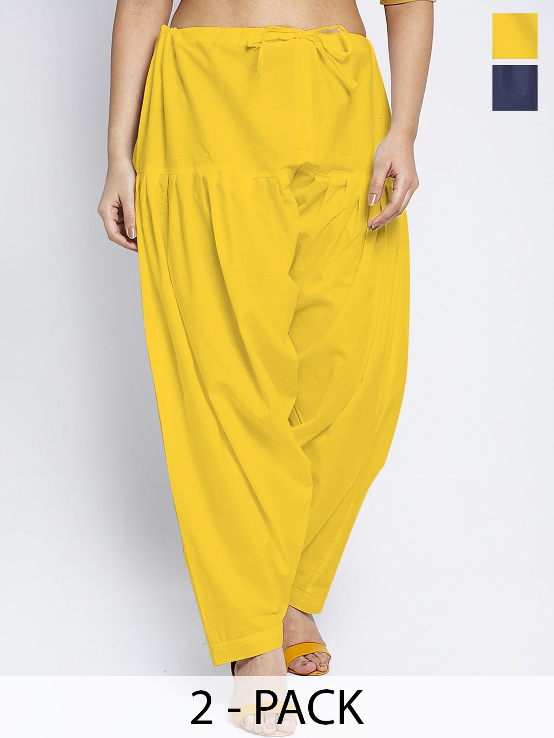 

GRACIT Pack Of 2 Cotton Salwar, Yellow