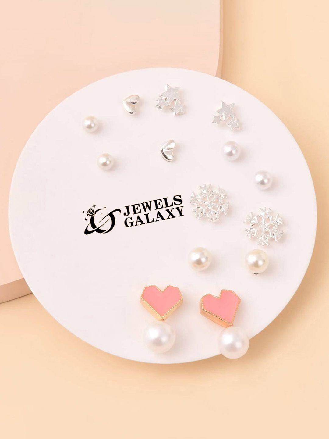 

Jewels Galaxy Set Of 7 Silver-Plated Crystals Contemporary Stud Earrings