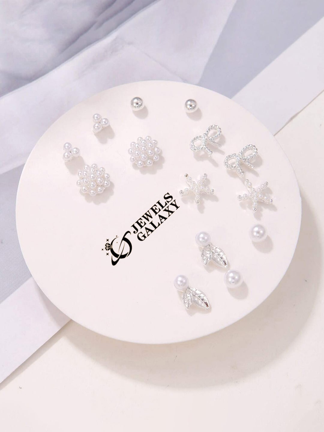 

Jewels Galaxy Set Of 7 Gold-Plated Crystals Contemporary Stud Earrings, Silver