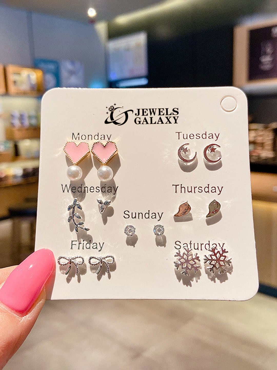 

Jewels Galaxy Set Of 7 Silver-Plated Contemporary Studs Earrings