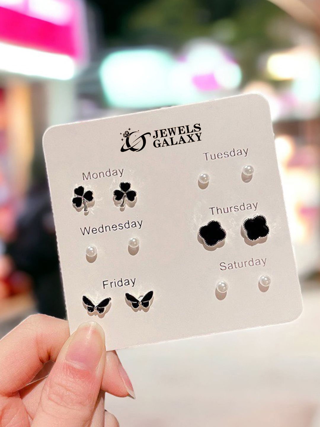 

Jewels Galaxy Set of 6 Silver-Plated Contemporary Studs Earrings