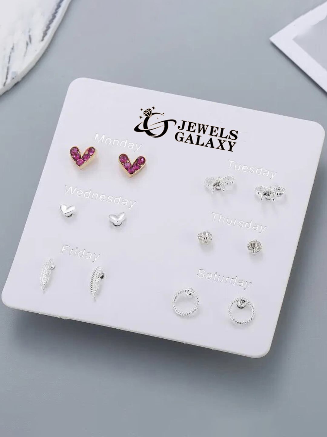 

Jewels Galaxy Set Of 6 Silver-Plated Crystals Contemporary Stud Earrings