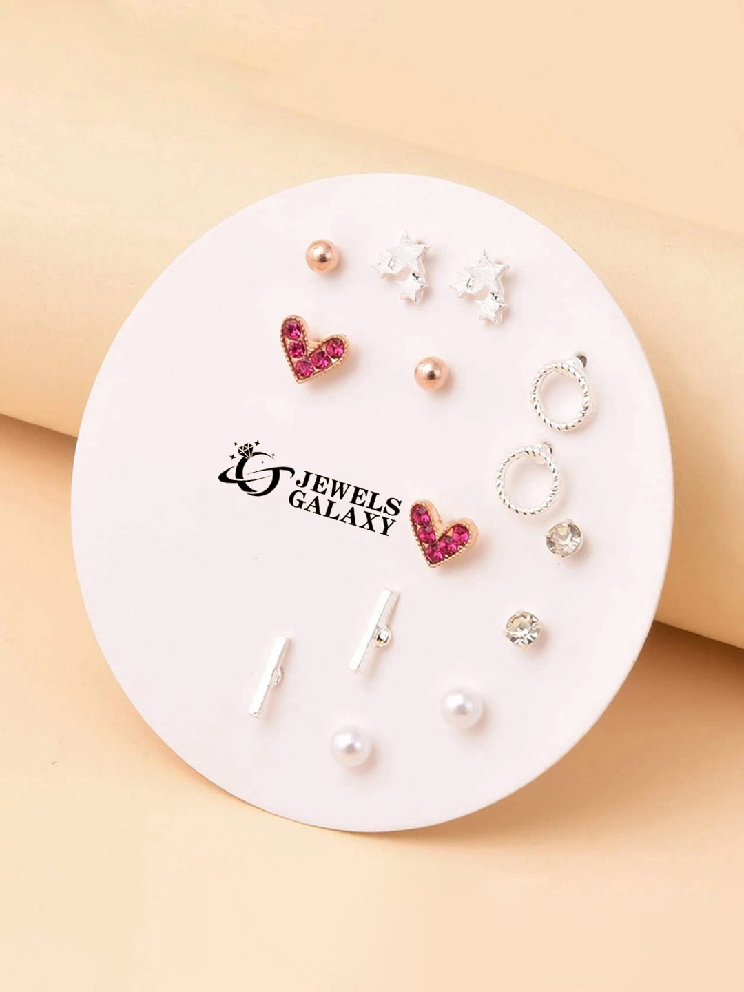 

Jewels Galaxy Set Of 7 Silver-Plated Contemporary Studs Earrings