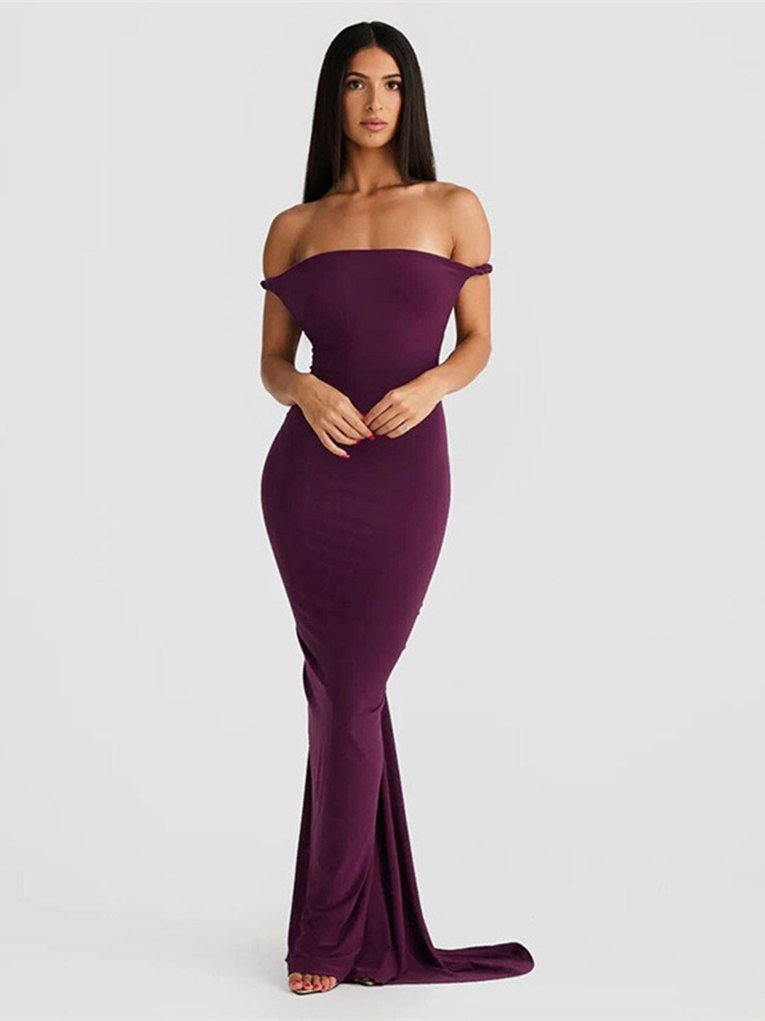 

StyleCast x Revolte Purple Off-Shoulder Maxi Dress