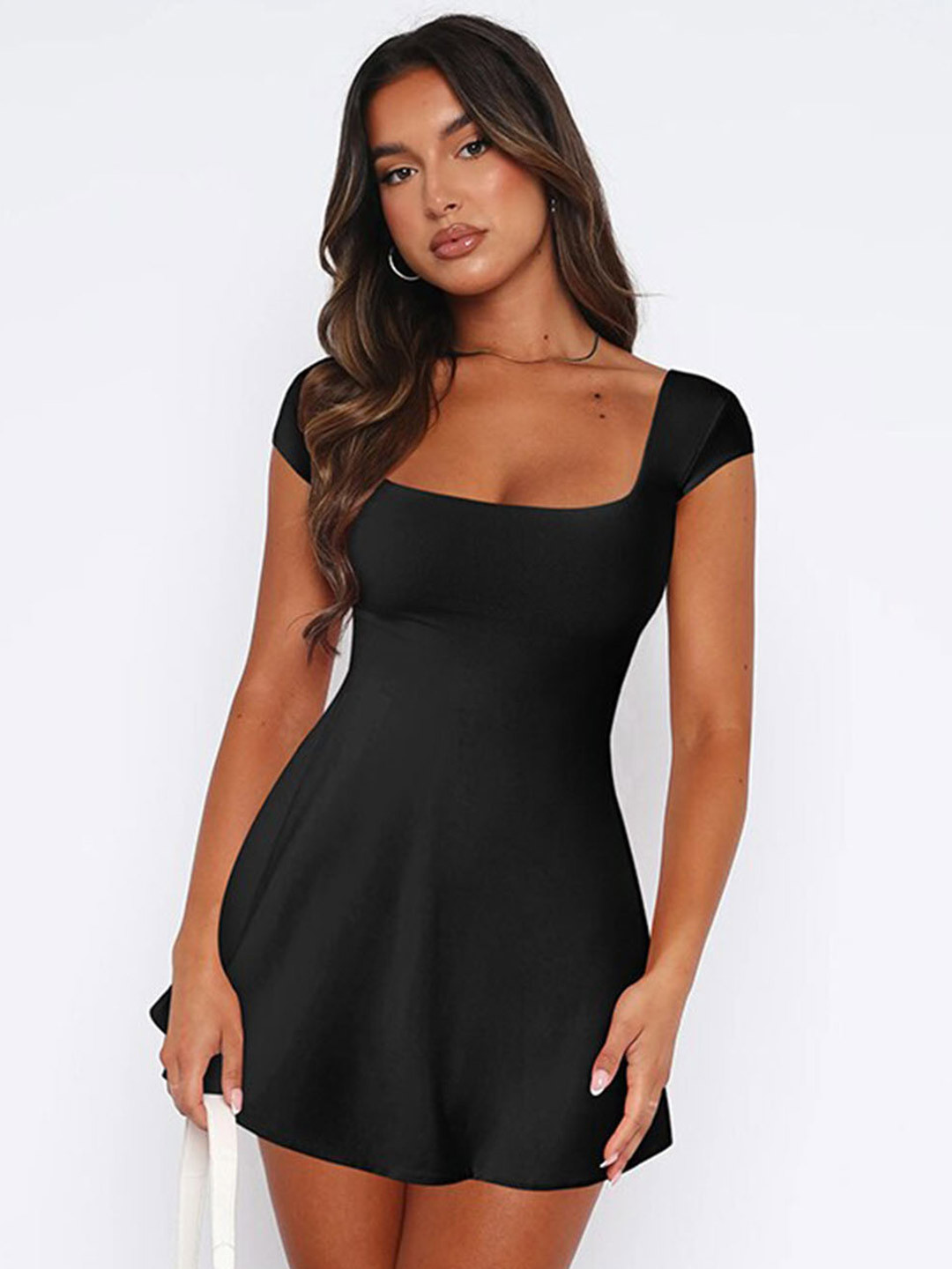 

StyleCast x Revolte Square Neck Sheath Mini Dress, Black