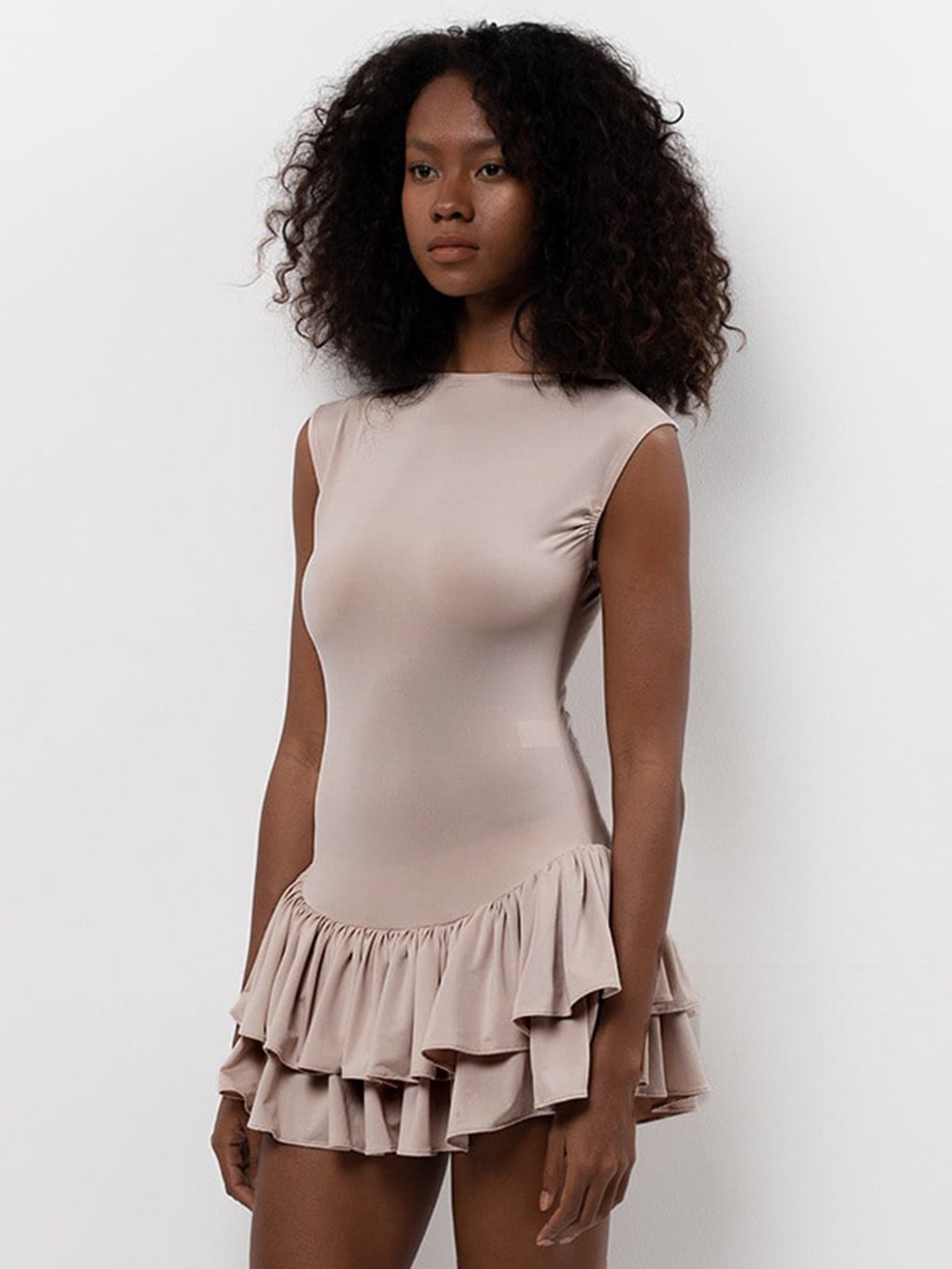 

StyleCast x Revolte Round Neck Sleeveless Layered Bodycon Mini Dress, Pink