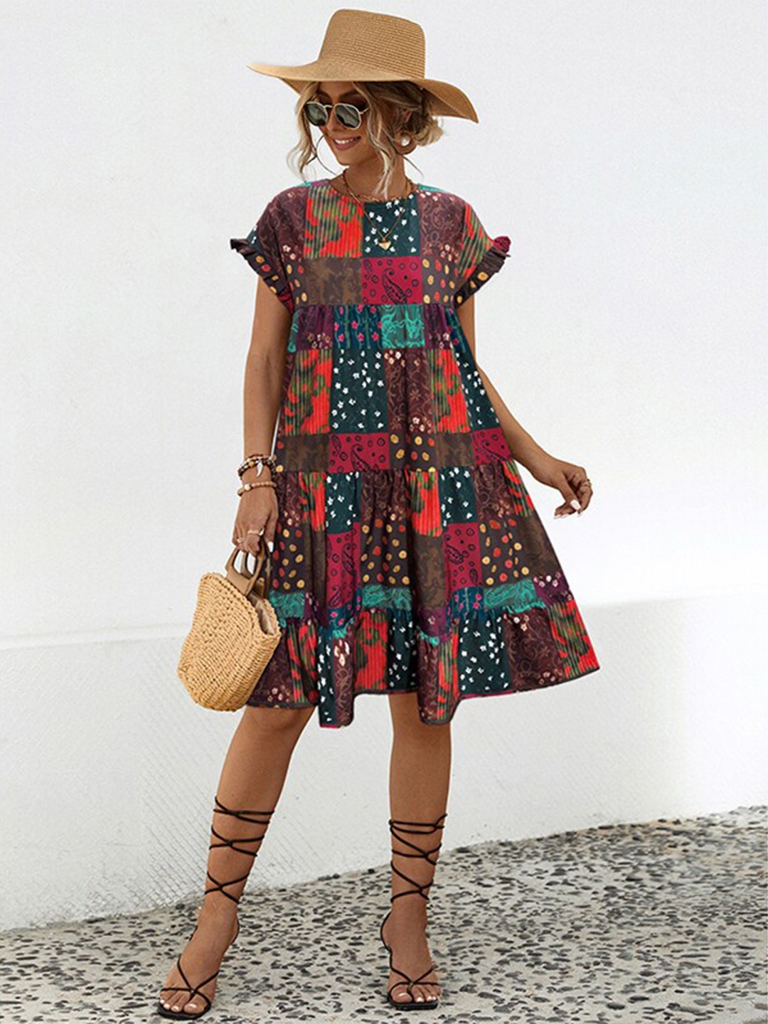 

StyleCast x Revolte Abstract Printed Fit & Flare Dress, Maroon