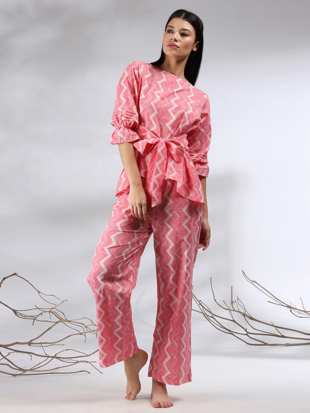 

Siya Fashion Striped Top And Trouser, Pink