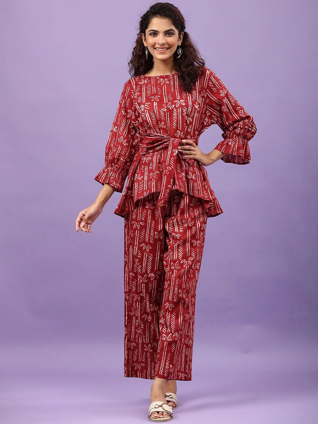 

Siya Fashion Floral Printed Tunic With Trouser, Maroon
