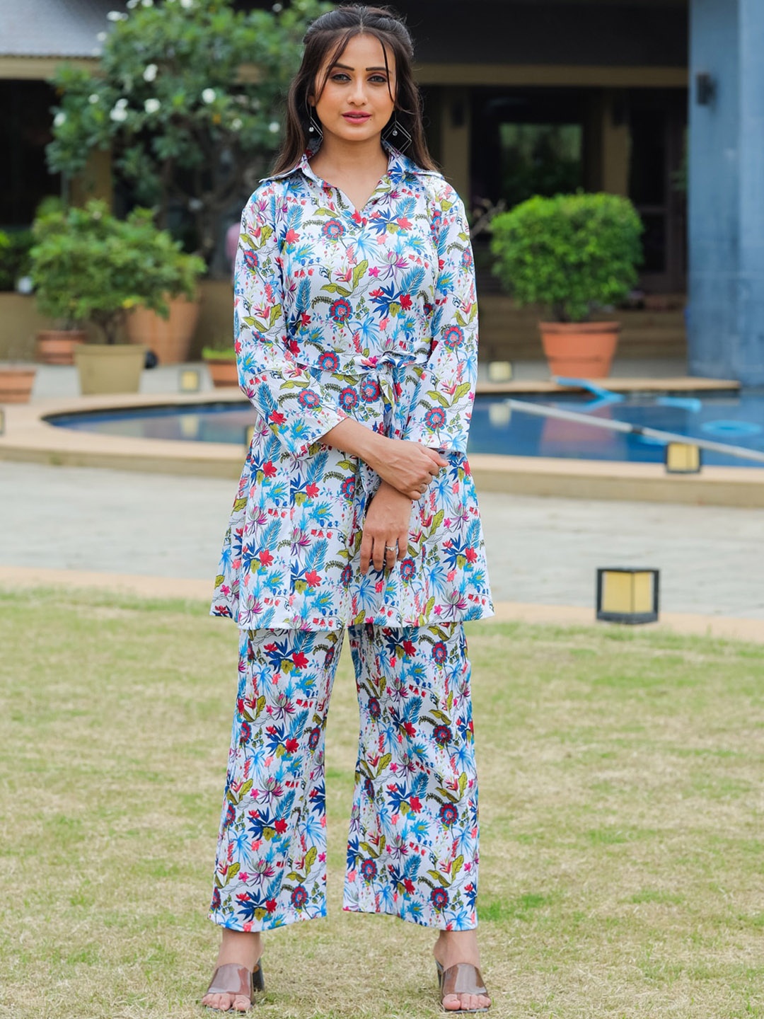 

Siya Fashion Printed Tunic & Trouser, White
