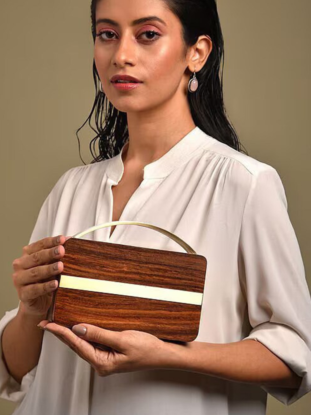

Jalwa Art Self Designed Box Clutch, Brown