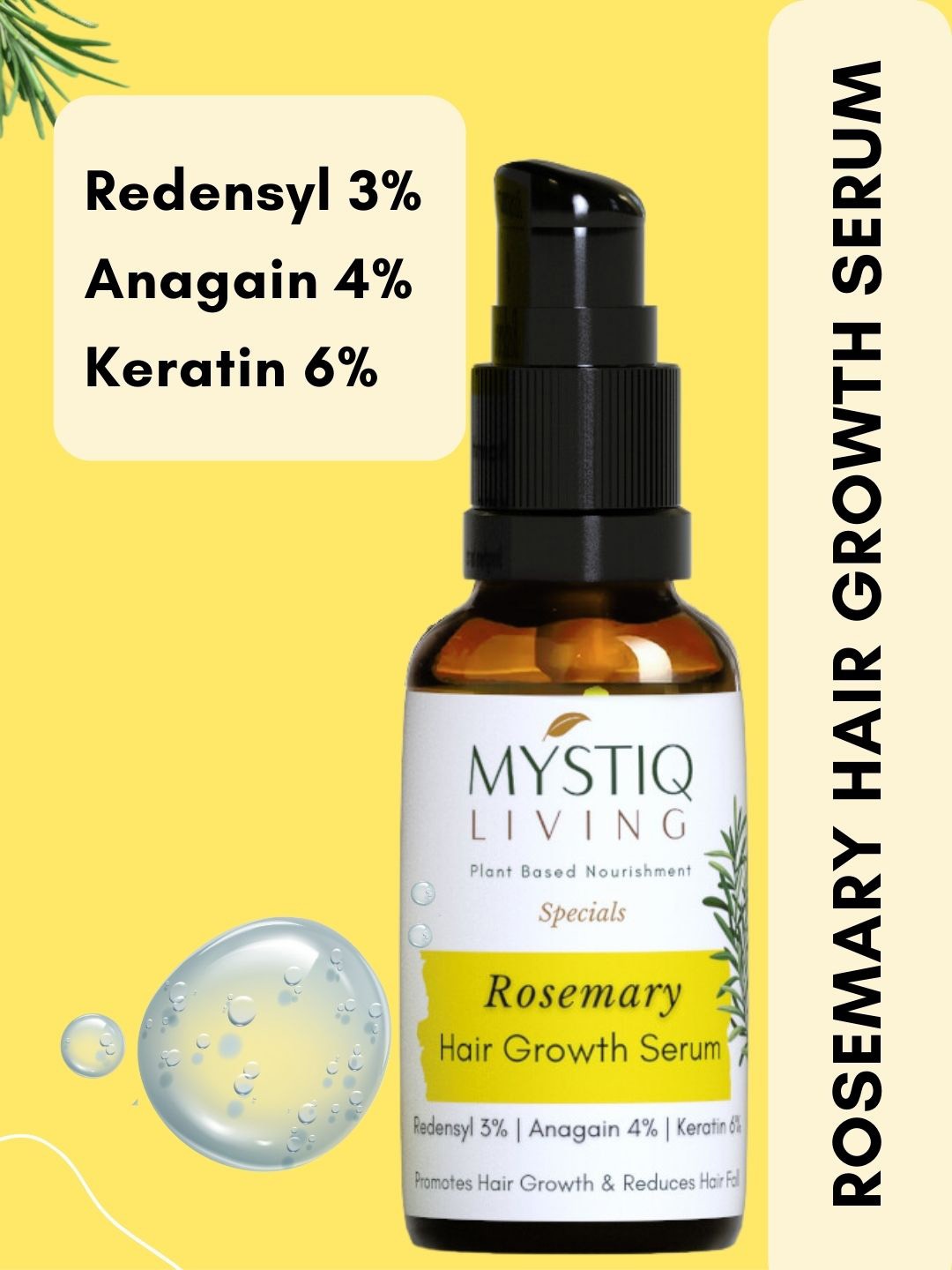 

MYSTIQ LIVING Rosemary Hair Growth Serum - 30ml, White