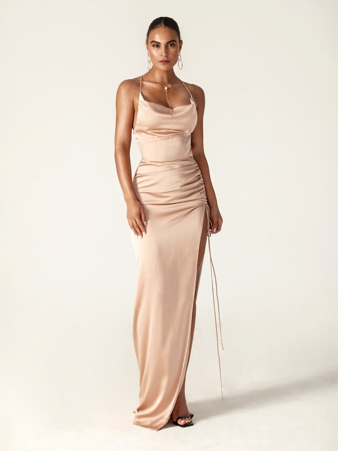 

Bee Boe Satin Maxi Dress, Coral