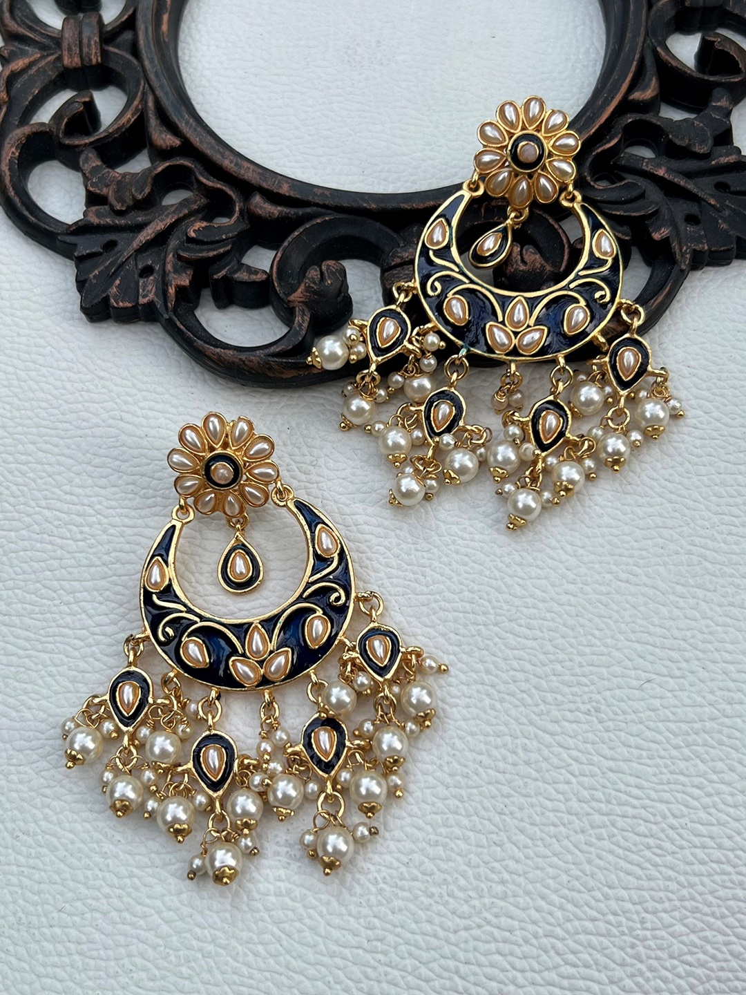 

Prettilicious Gold-Plated Artificial Stones & Beads Contemporary Chandbalis Earrings, Blue