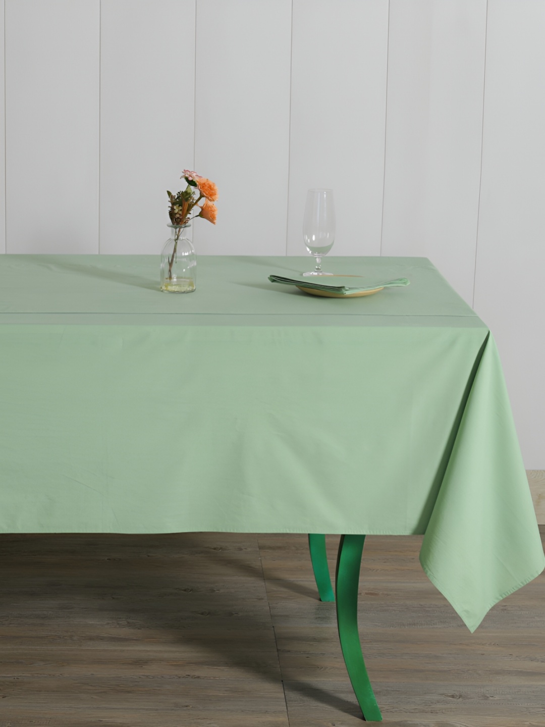 

HANDICRAFT PALACE Sea Green Cotton 8-Seater Table Cover & 8 Napkins