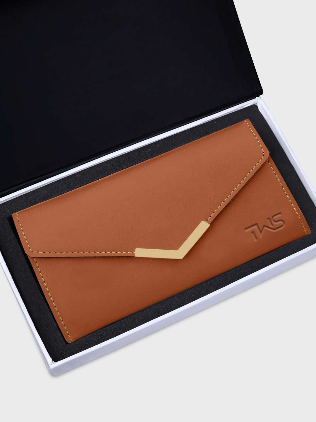 

The Wallet Store Foldover Leather Clutch, Tan