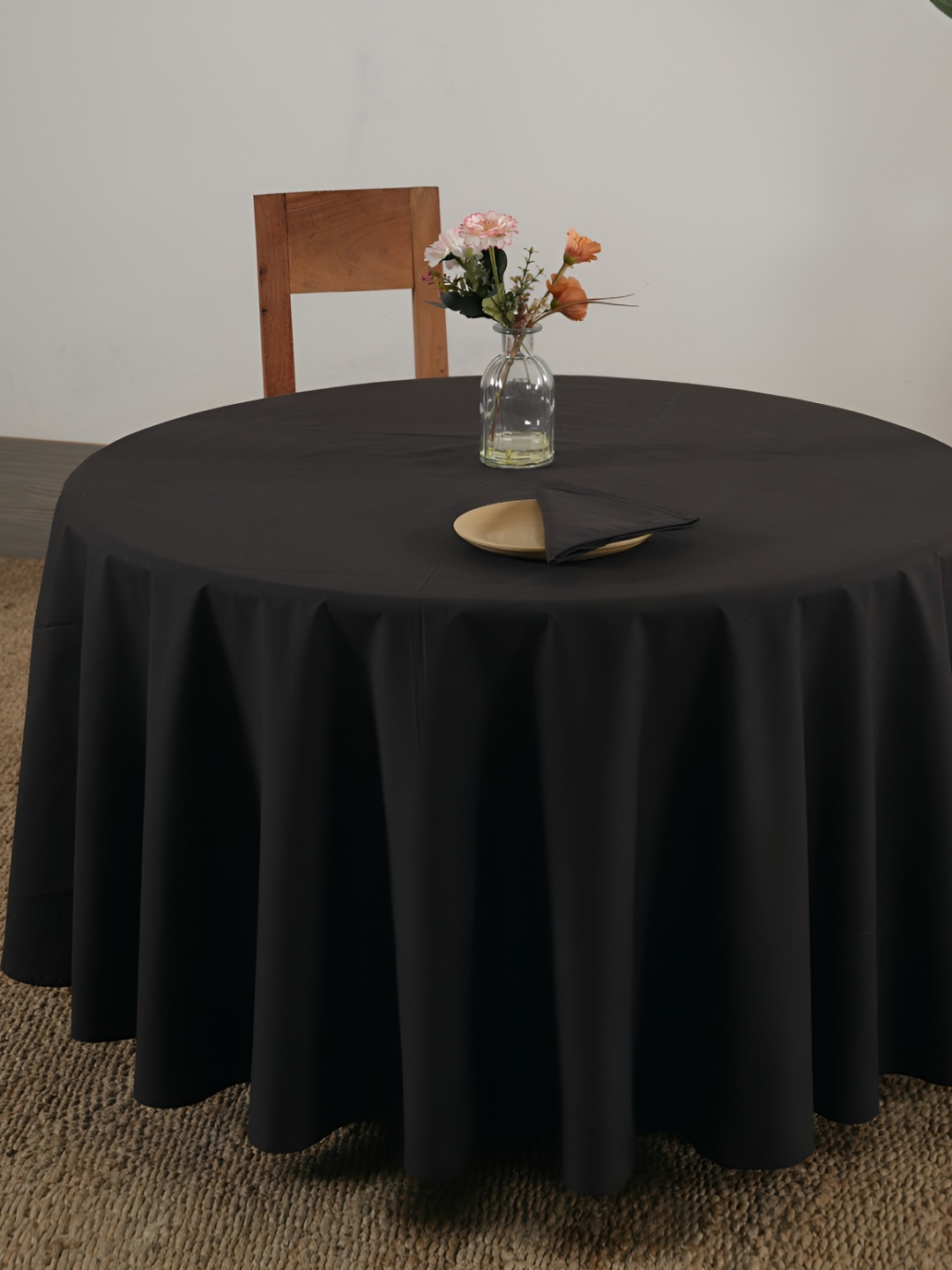 

HANDICRAFT PALACE Black Cotton Round 4-Seater Table Cover With Napkin Set