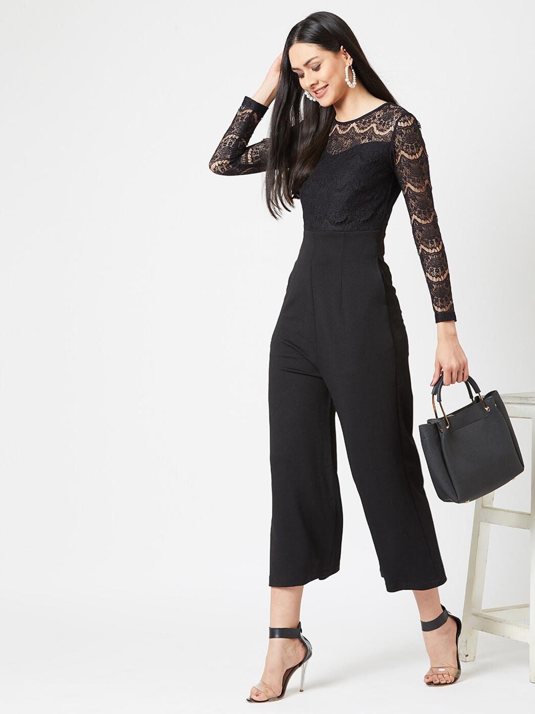 

Chemistry Self Design Long Sleeves Basic Jumpsuit, Black