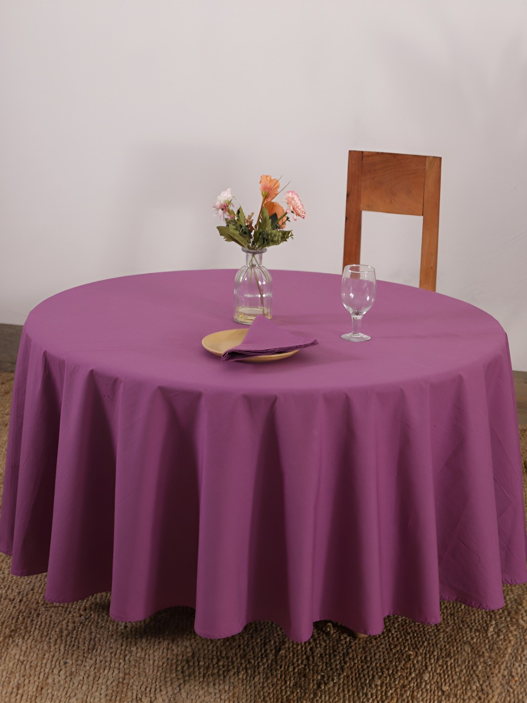 

HANDICRAFT PALACE Purple Cotton Round 8 Seater Table Cover