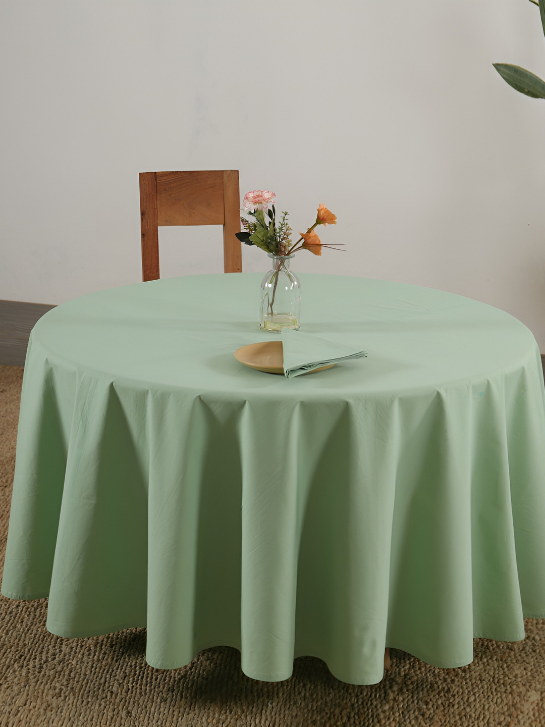 

HANDICRAFT PALACE Sea Green Cotton Round 8 Seater Table Cover