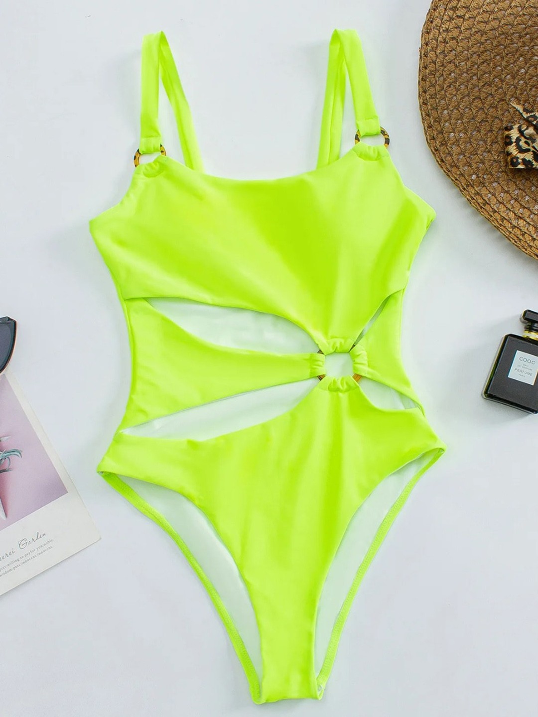 

FIESTA RESORTWEAR Shoulder Straps Bodysuit Swimwear, Yellow