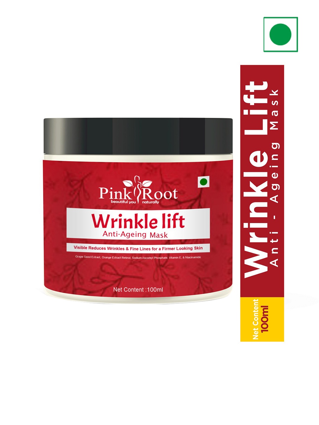 

Pink Root Wrinkle Lift Anti-Ageing Mask With Grape Seed Extract - 100ml, White