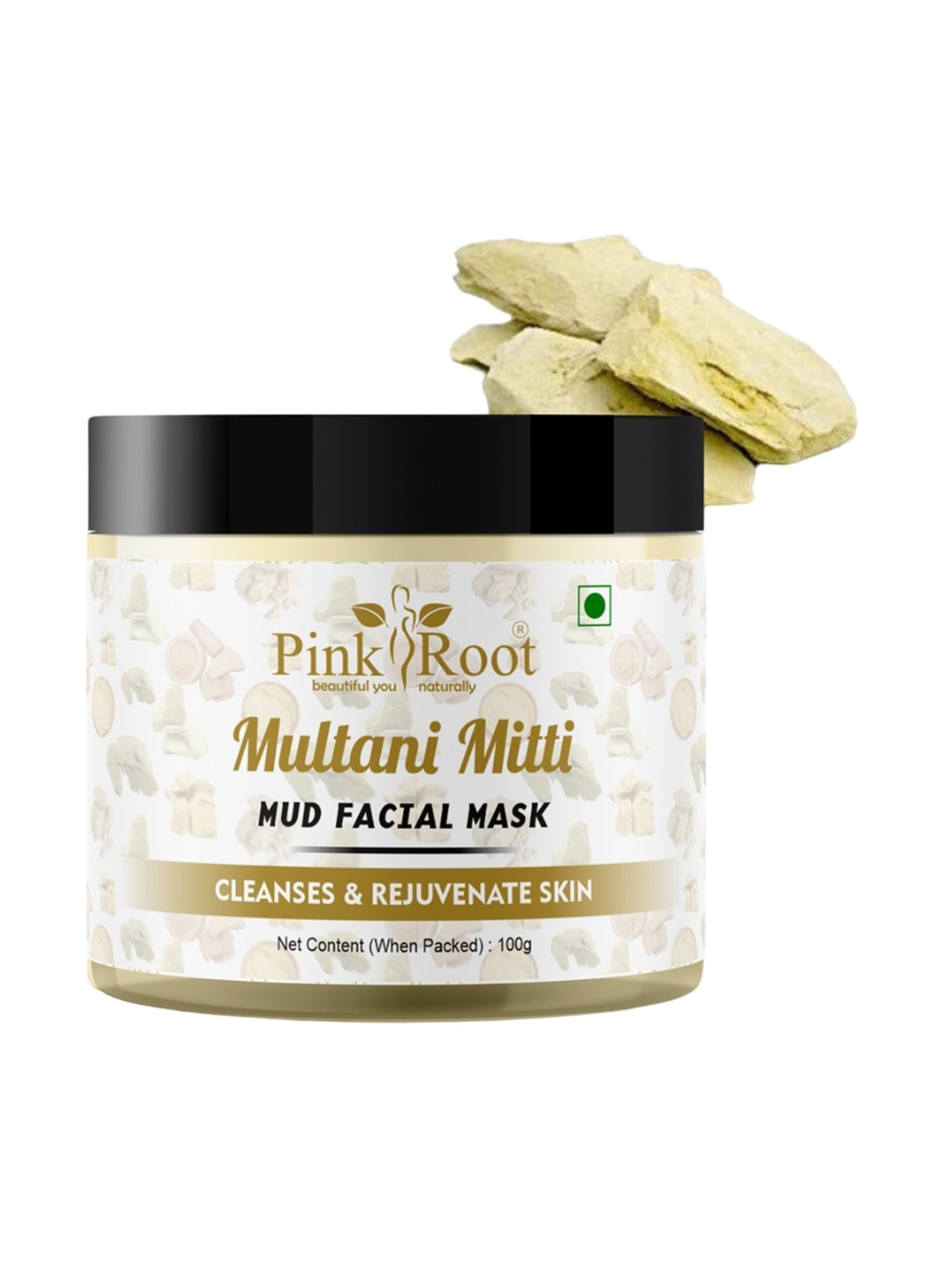 

Pink Root Multani Mitti Mud Facial Mask With Sandal & Turmeric Extract - 100g, White