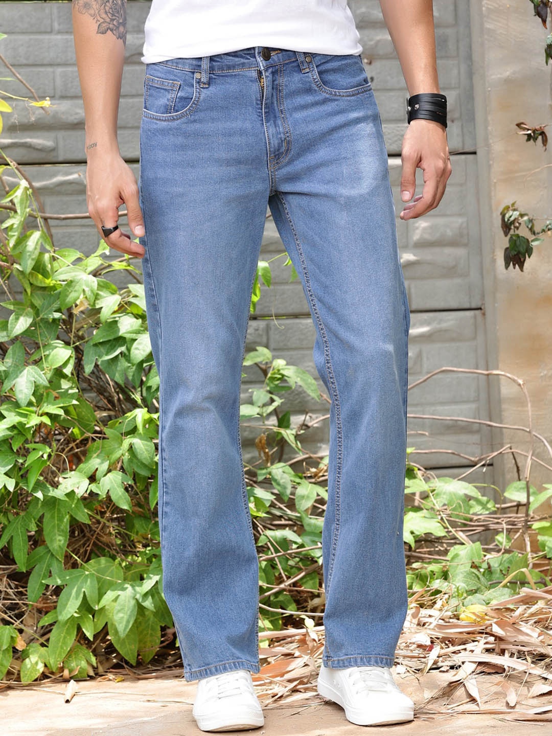

Thomas Scott Men Smart Bootcut Light Fade Stretchable Jeans, Blue