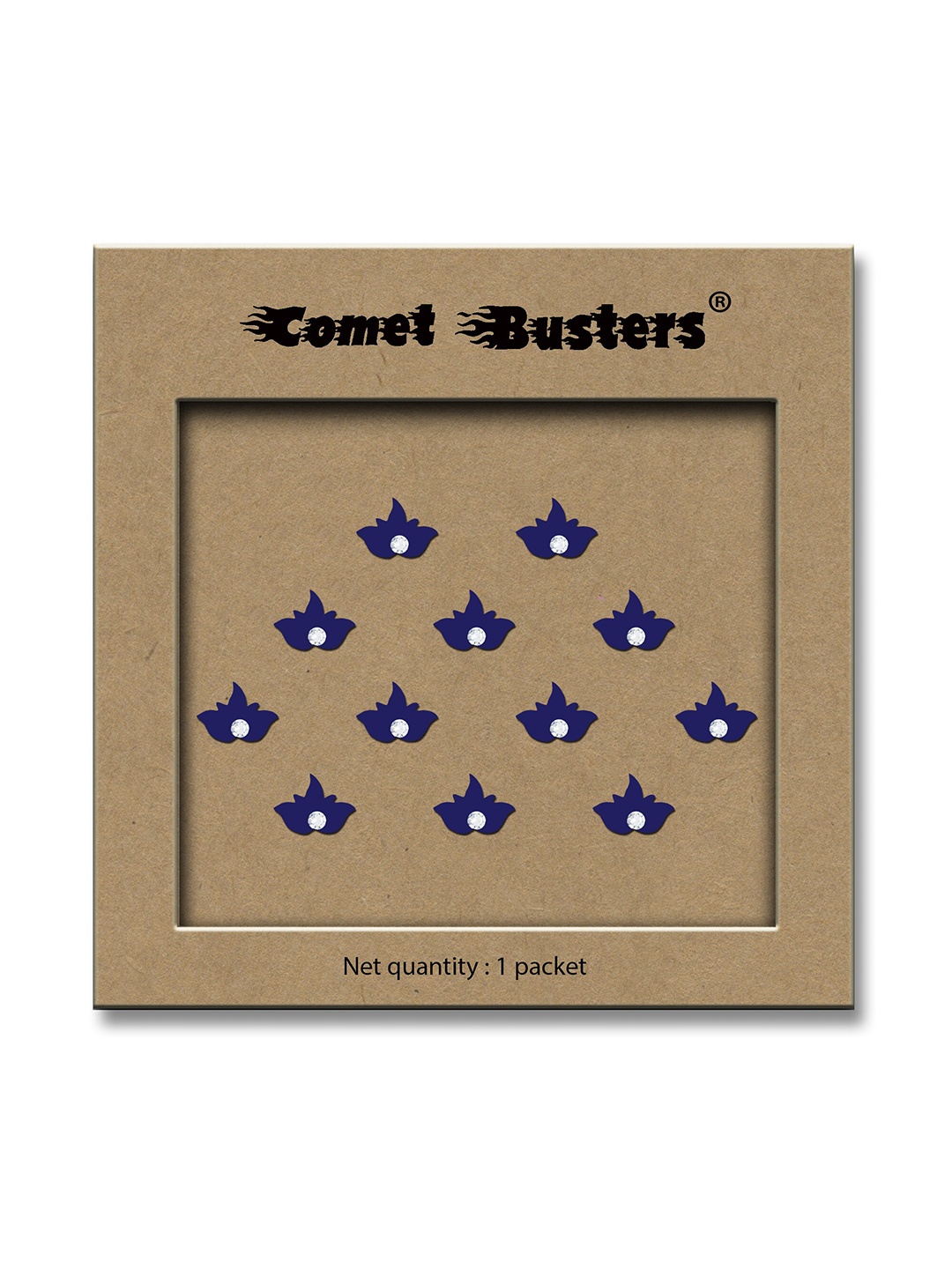 

Comet Busters Traditional Designer Beaded Reusable Bindi 12Pcs - Blue