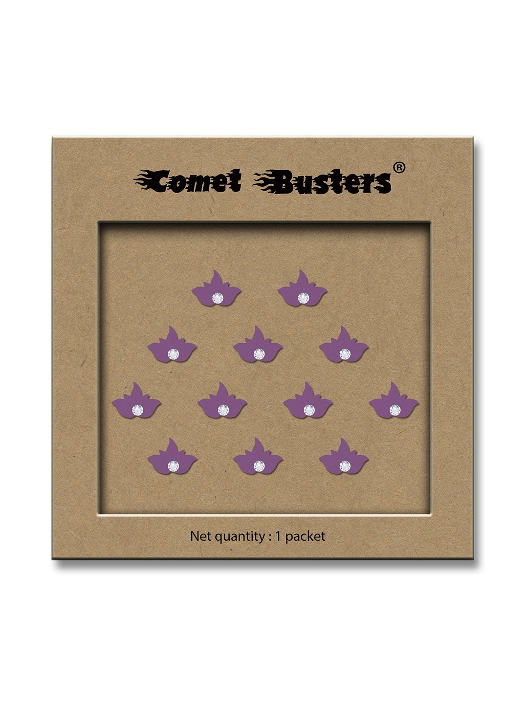 

Comet Busters Traditional Designer Beaded Reusable Bindi 12Pcs - Lilac, Purple