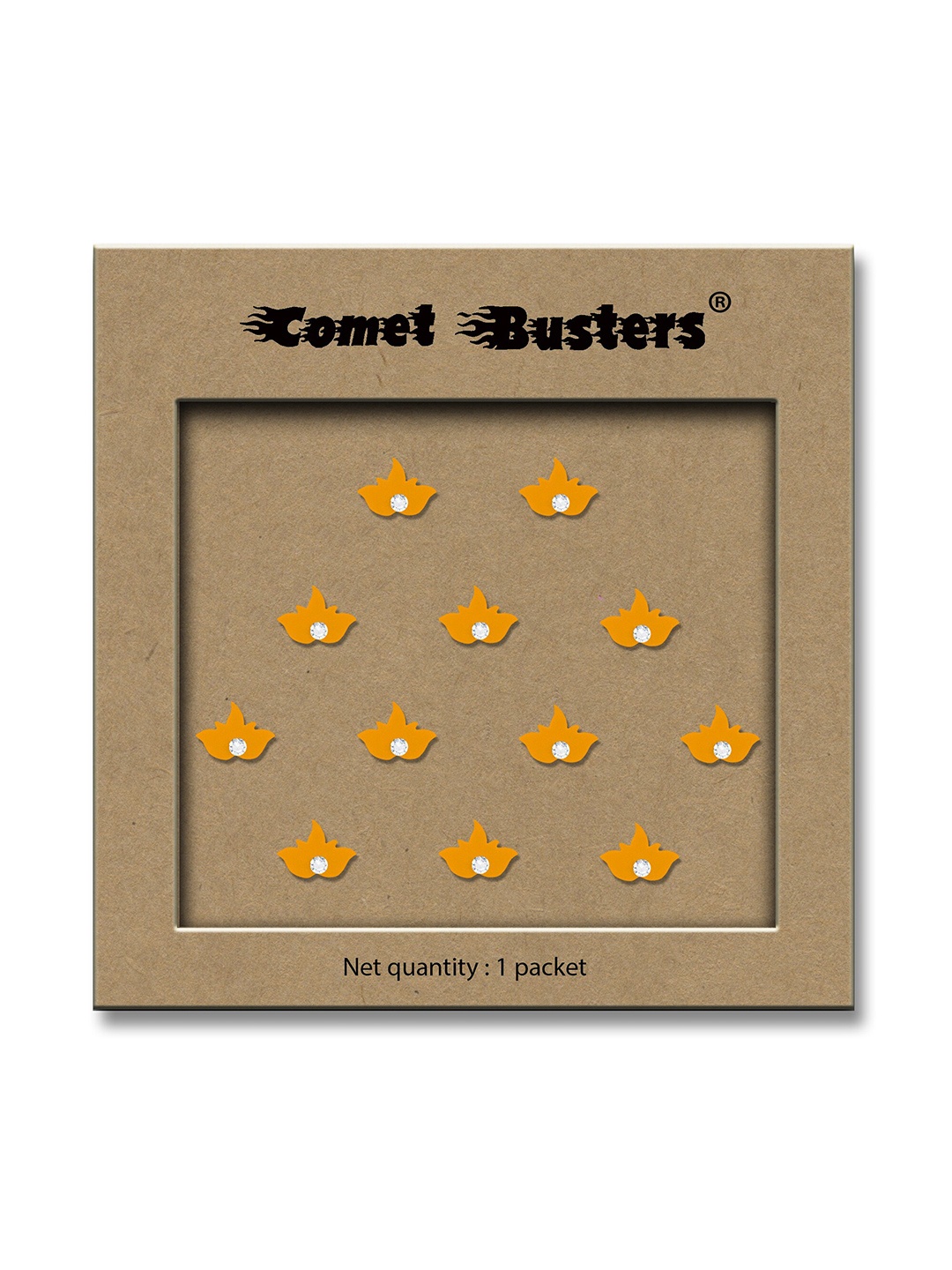 

Comet Busters Traditional Designer Beaded Reusable Bindi 12Pcs - Yellow