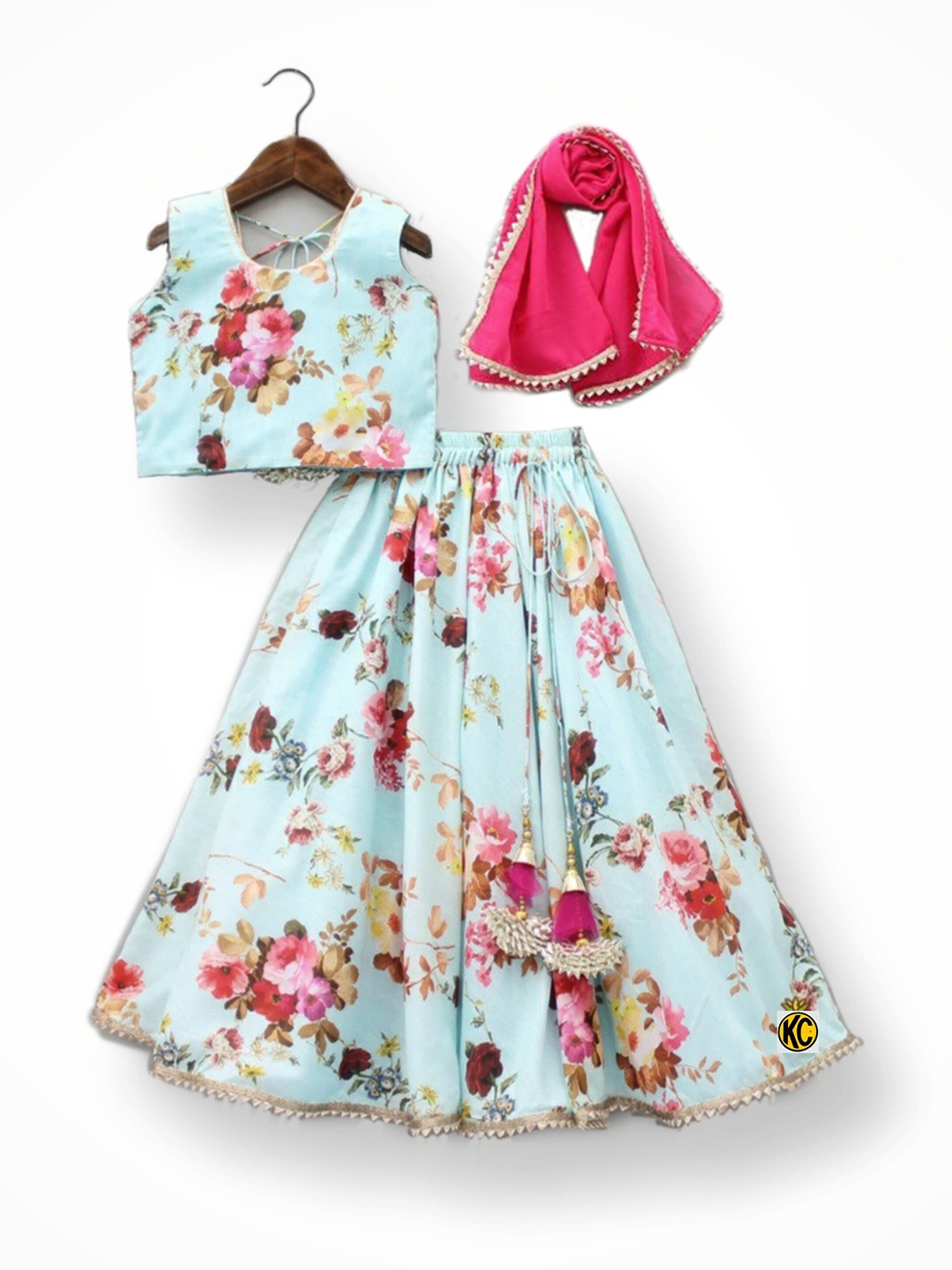 

BAESD Girls Ready to Wear Lehenga & Blouse With Dupatta, Teal