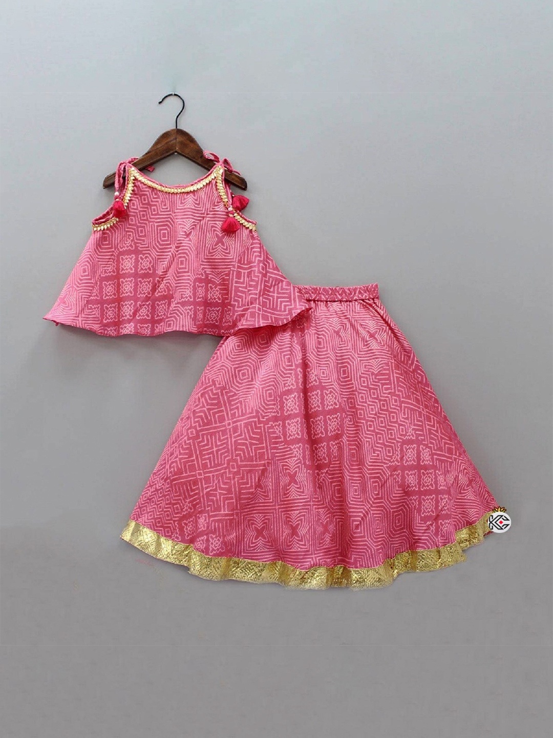 

BAESD Girls Printed Gotta Patti Ready to Wear Lehenga & Blouse, Rose