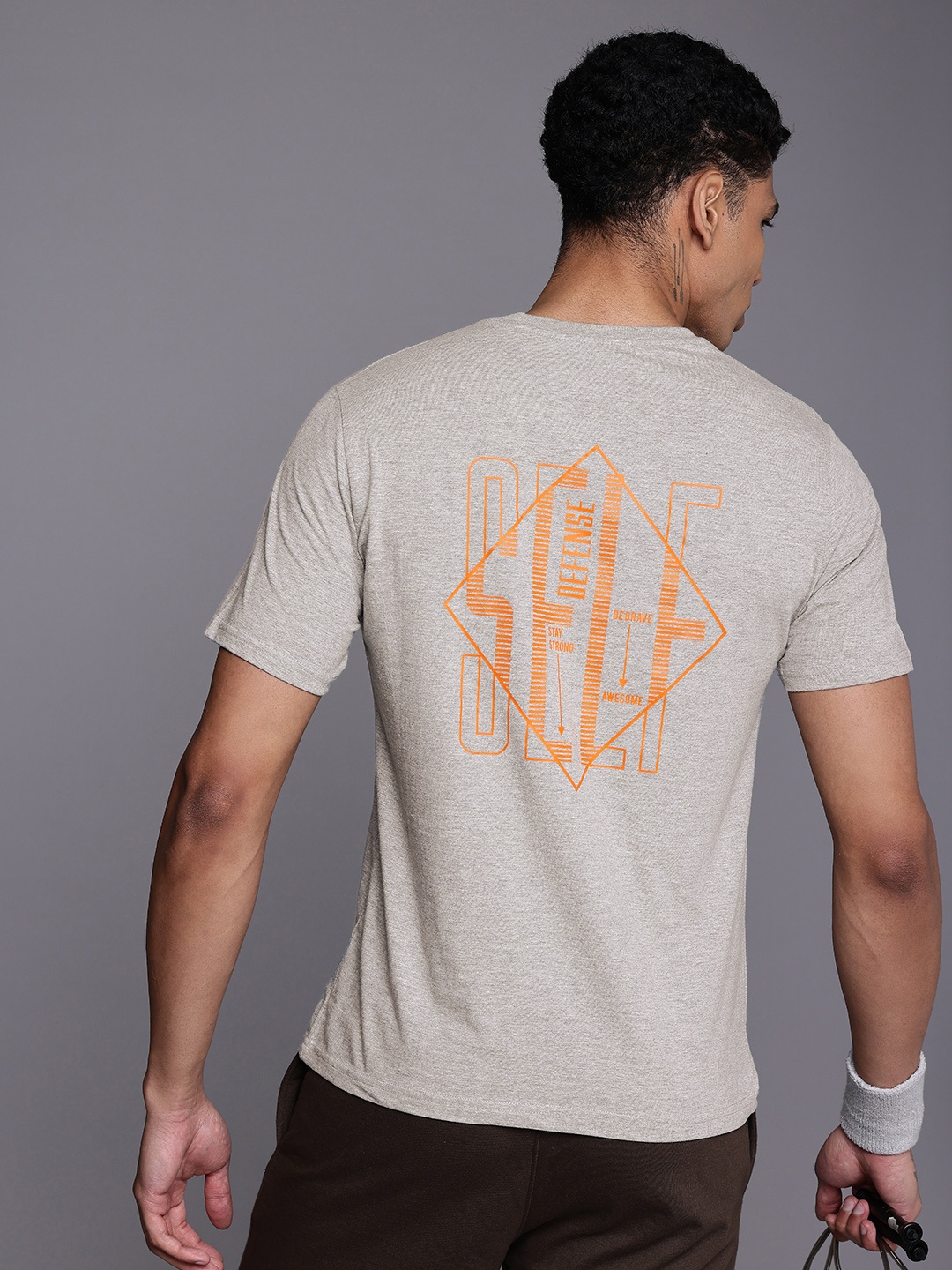 

HRX by Hrithik Roshan Men Graphic Printed T-shirt, Grey melange