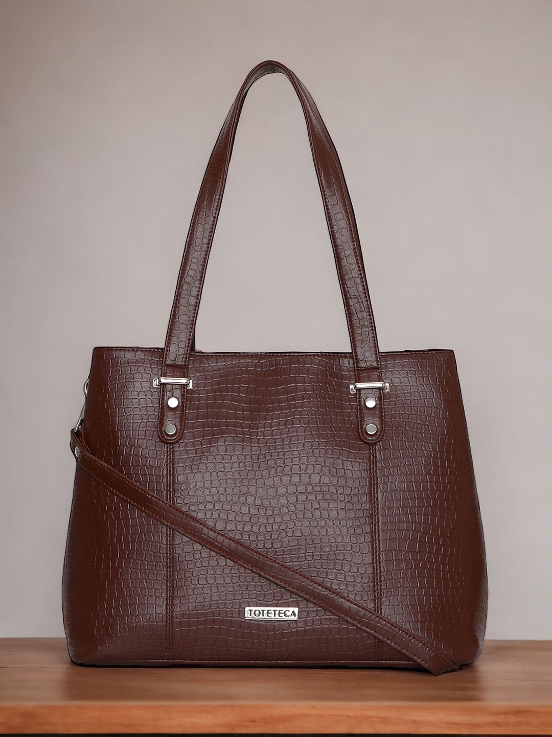 

Toteteca Textured Structured Handheld Bag, Brown