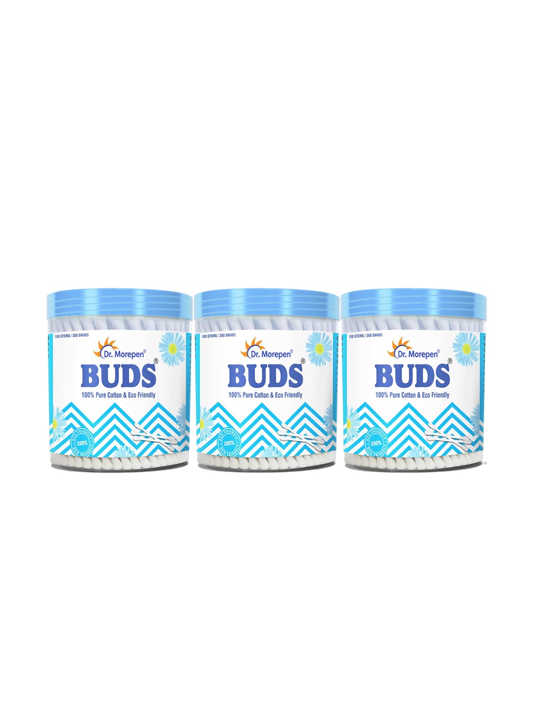 

Dr. Morepen Set Of 3 Buds Paper Stick - 100s Each, Blue