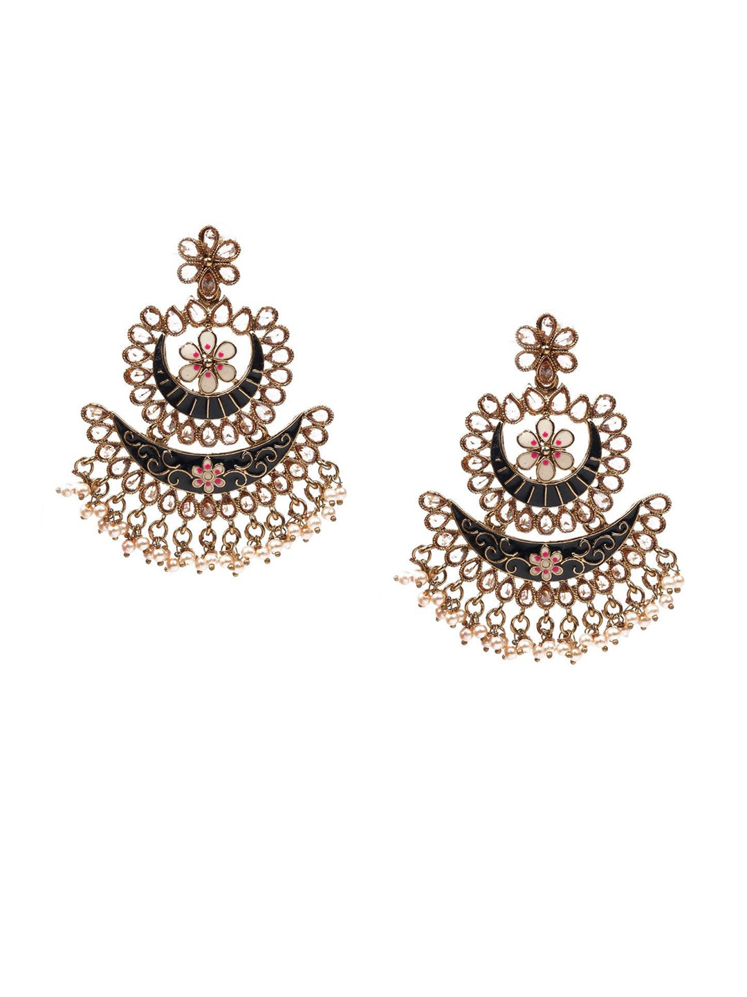 

ODETTE Gold-Plated Contemporary Chandbalis Earrings